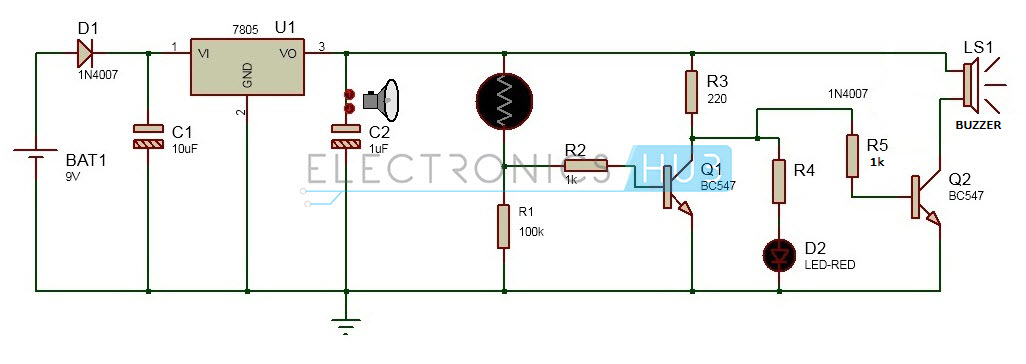 Electronic Eye Controlled Security System using LDR Circuit Diagram